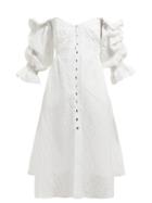 Matchesfashion.com Cult Gaia - Simona Off The Shoulder Slubbed Poplin Dress - Womens - Pearl