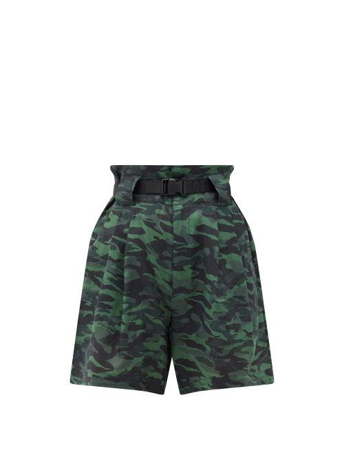 Matchesfashion.com Solid & Striped - The Talia Camouflage-print Linen Shorts - Womens - Camouflage