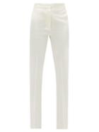 Matchesfashion.com Pallas Paris - Flash Satin-trim Wool-twill Trousers - Womens - White
