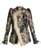 Matchesfashion.com Preen By Thornton Bregazzi - Yulia Shearling Trimmed Floral Jacquard Jacket - Womens - Black Multi