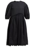 Matchesfashion.com Simone Rocha - Broderie Anglaise Trimmed Cotton Dress - Womens - Black