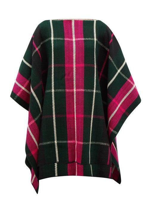 Colville - Windowpane-check Wool Poncho - Womens - Black Multi