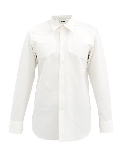Matchesfashion.com Jil Sander - Embroidered-collar Cotton-blend Shirt - Mens - White