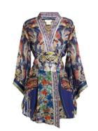 Matchesfashion.com Camilla - Playing Koi Print Silk Kimono Wrap Dress - Womens - Blue Print