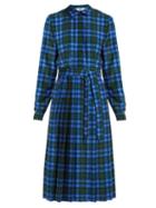 Matchesfashion.com Msgm - Checked Midi Dress - Womens - Blue