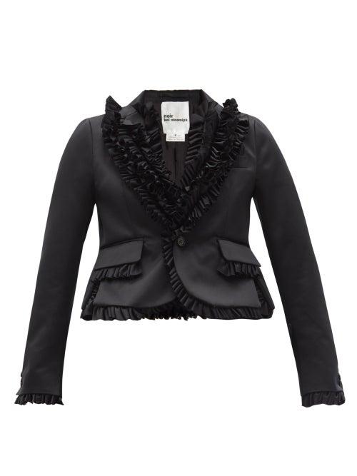 Matchesfashion.com Noir Kei Ninomiya - Single-breasted Ruffled Satin Blazer - Womens - Black