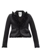 Matchesfashion.com Noir Kei Ninomiya - Single-breasted Ruffled Satin Blazer - Womens - Black