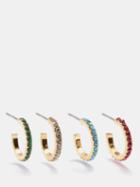 Roxanne Assoulin - Set Of Four Mismatched Crystal Hoop Earrings - Womens - Multi