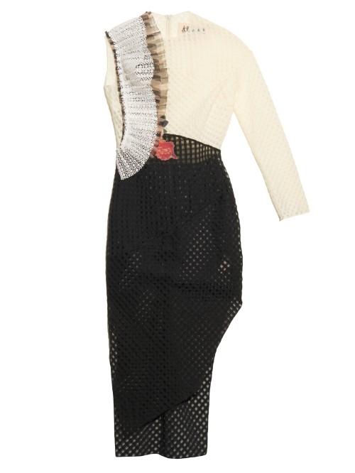 A.w.a.k.e. Floral-appliqu Bi-colour Gingham Dress