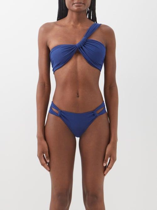 Sara Cristina - Narcissus Gathered Lam-jersey Bikini Top - Womens - Navy