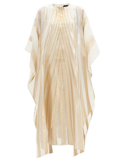 Matchesfashion.com Taller Marmo - Mrs. Loren Metallic-striped Organza Dress - Womens - White Multi