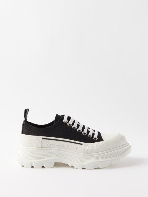 Alexander Mcqueen - Tread Slick Exaggerated-sole Canvas Trainers - Womens - Black/white