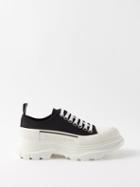 Alexander Mcqueen - Tread Slick Exaggerated-sole Canvas Trainers - Womens - Black/white