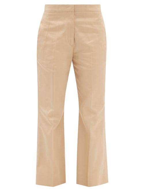 Jil Sander - Washed Cotton-gabardine Cropped Trousers - Womens - Beige