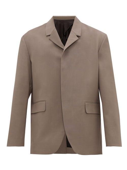 Matchesfashion.com Deveaux - Kyle Single Button Twill Jacket - Mens - Grey
