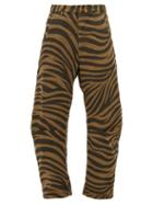 Matchesfashion.com Nili Lotan - Emerson Tiger Print Cotton Blend Trousers - Womens - Black Brown