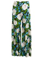 Matchesfashion.com Diane Von Furstenberg - Boswell Floral Print High Rise Trousers - Womens - Green Print