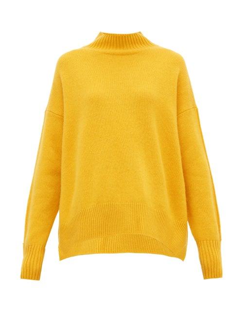 Matchesfashion.com Allude - Funnel Neck Cashmere Sweater - Womens - Yellow