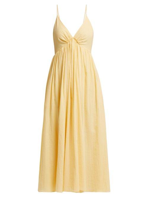 Matchesfashion.com Loup Charmant - Adelaide Cotton Midi Dress - Womens - Light Yellow