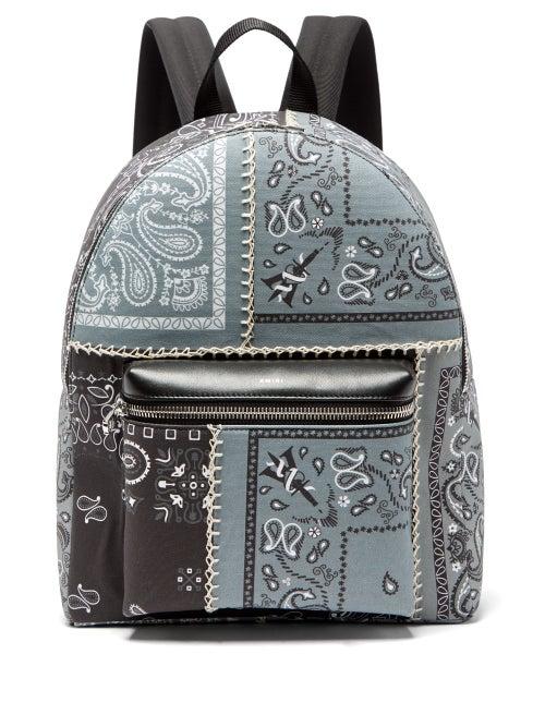 Matchesfashion.com Amiri - Paisley-print Blanket-stitched Canvas Backpack - Mens - Black