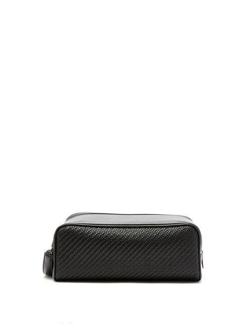 Matchesfashion.com Ermenegildo Zegna - Woven Leather Wash Bag - Mens - Black