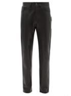 Altu - Leather Slim-leg Trousers - Mens - Black