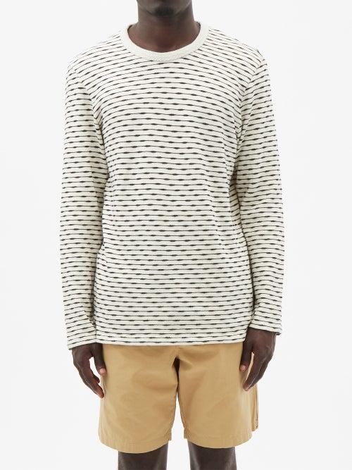 Folk - Striped Organic-cotton Long-sleeved T-shirt - Mens - Cream Stripe