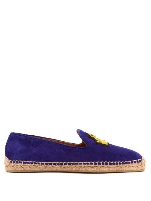 Matchesfashion.com Christian Louboutin - Nanou Zardozi Crest Suede Espadrilles - Mens - Navy