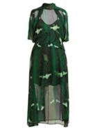 Matchesfashion.com Petar Petrov - Delway Snake Print Silk Midi Dress - Womens - Green Print
