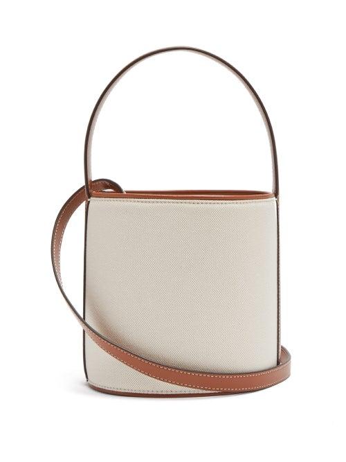 Matchesfashion.com Staud - Bisset Canvas And Leather Bucket Bag - Womens - Beige Multi