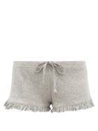 Ladies Lingerie Skin - Raffaela Ruffle-trimmed Pima-cotton Shorts - Womens - Light Grey