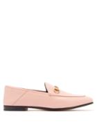 Matchesfashion.com Gucci - Brixton Collapsible Heel Leather Loafers - Womens - Pink