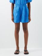 Merlette - Paquin Elasticated-waist Jacquard Shorts - Womens - Blue