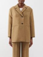 Ganni - Oversized Recycled-fibre Single-breasted Blazer - Womens - Light Brown