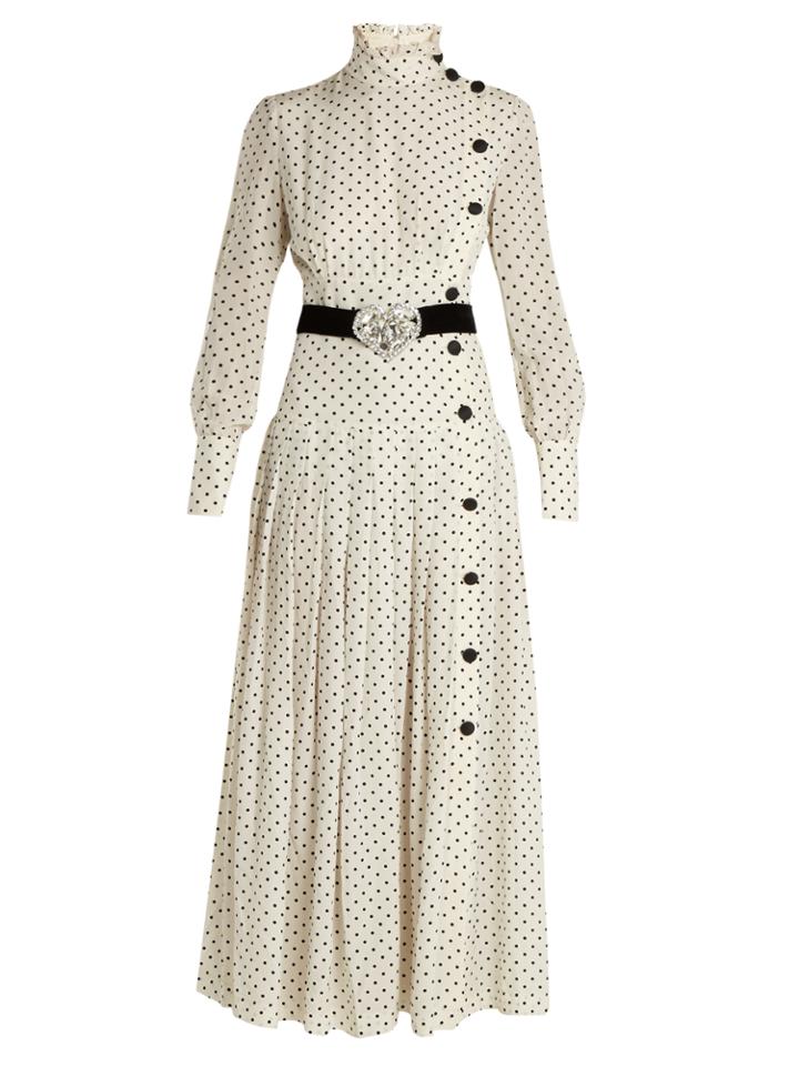 Alessandra Rich Polka-dot Print High-neck Dress