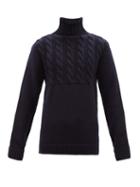 Maison Margiela - Cable-knit Wool Roll-neck Sweater - Mens - Navy