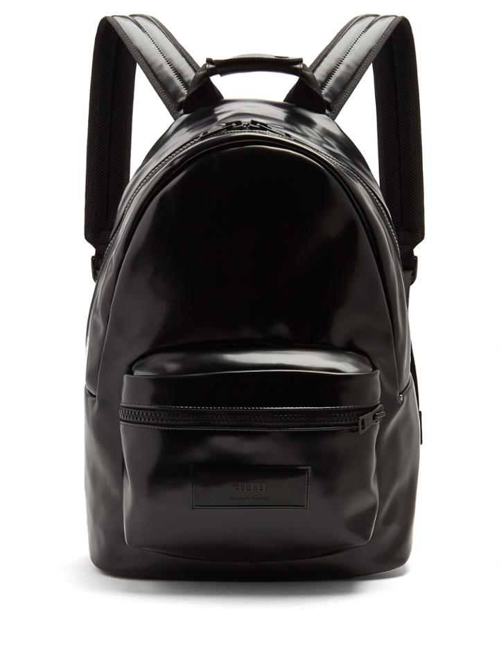 Ami Zipped Patent-leather Backpack