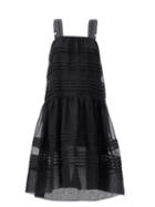 Matchesfashion.com Lee Mathews - Andes Pintucked Silk-organza Dress - Womens - Black