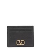 Matchesfashion.com Valentino Garavani - V-logo Grained-leather Cardholder - Womens - Black