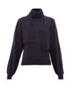 Matchesfashion.com See By Chlo - Tie-neck Bishop-sleeve Sweater - Womens - Dark Blue