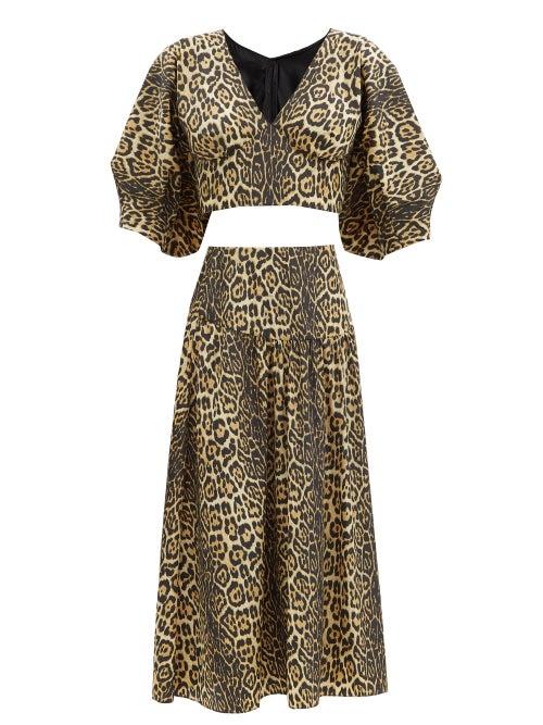 Matchesfashion.com Julie De Libran - Gilda Leopard-print Two-piece Crop Top & Skirt - Womens - Animal