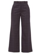 Matchesfashion.com Maison Margiela - Plaid Tailored Cotton Trousers - Womens - Navy Multi