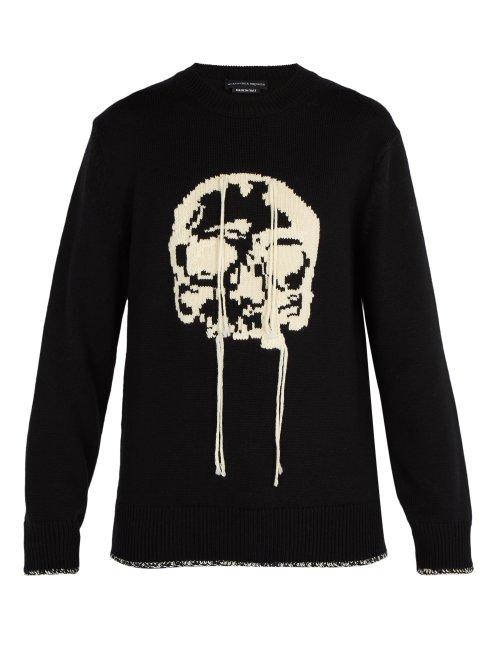 Matchesfashion.com Alexander Mcqueen - Chunky Intarsia Skull Wool Sweater - Mens - Black Multi