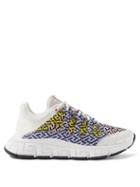 Versace - Trigreca Leather And Mesh Trainers - Mens - White