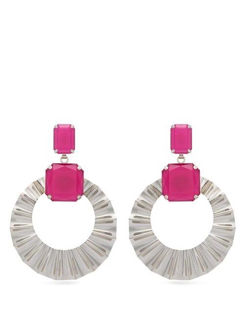 Matchesfashion.com Isabel Marant - Crystal And Hoop Drop Earrings - Womens - Pink