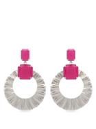 Matchesfashion.com Isabel Marant - Crystal And Hoop Drop Earrings - Womens - Pink