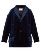 Matchesfashion.com Toga - Single Breasted Velvet Jacket - Womens - Navy