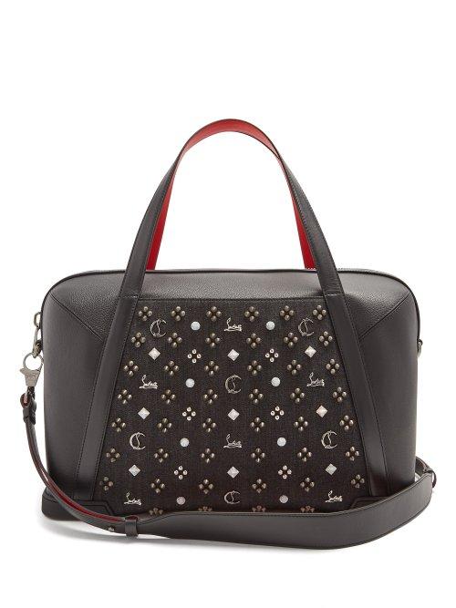 Matchesfashion.com Christian Louboutin - Bagdamon Spike Embellished Leather Holdall - Mens - Black