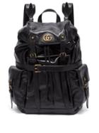Matchesfashion.com Gucci - Gg Plaque Crinkled Leather Backpack - Mens - Black