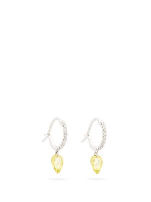 Matchesfashion.com Raphaele Canot - Diamond, Sapphire & White Gold Earrings - Womens - Yellow Multi